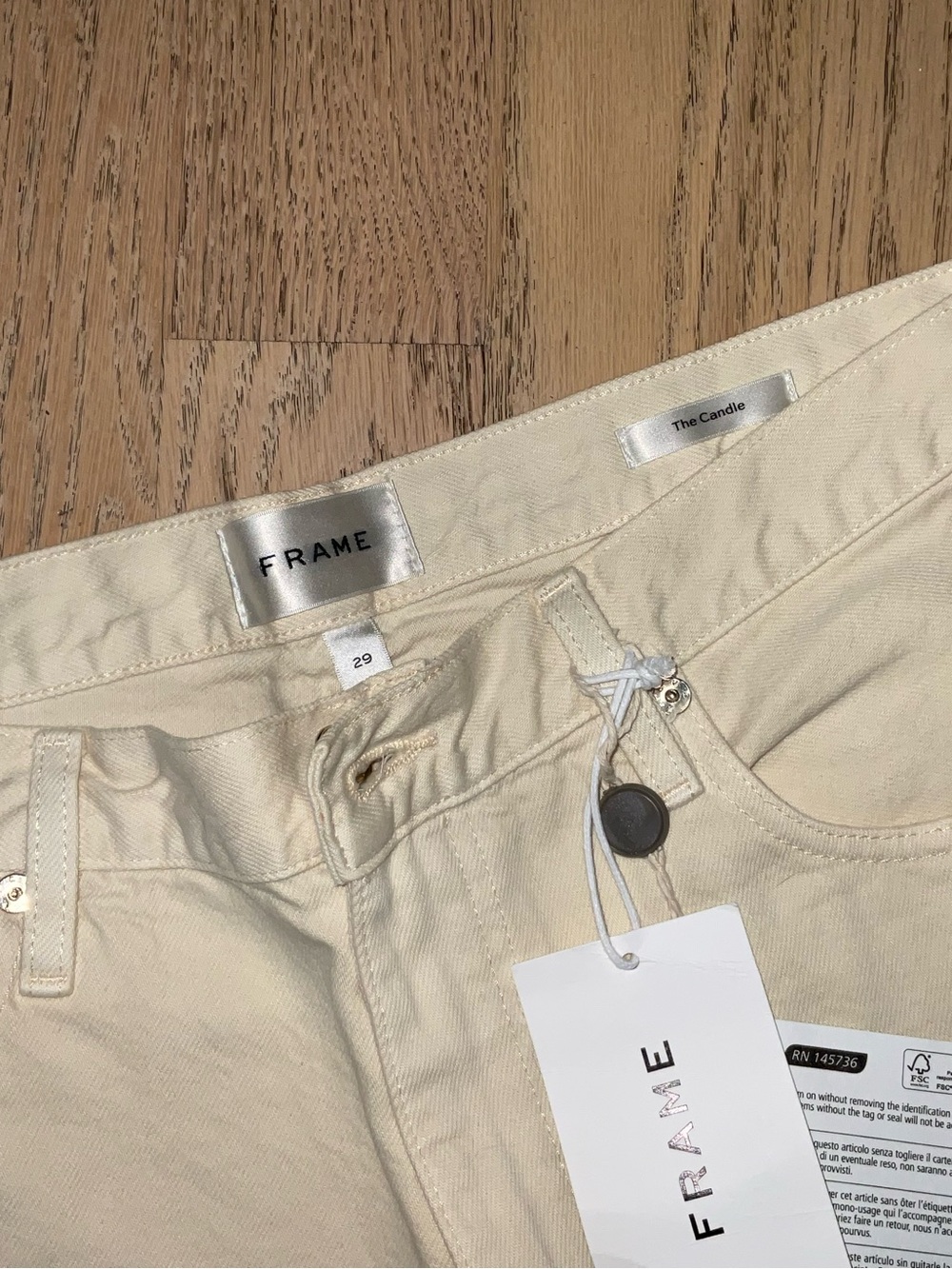 Frame Candle Mid Rise Denim Jeans in Cream - Picture 5 of 9